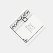 白と黒のレース伝統的結婚の スタンダードカクテルナプキン (角)