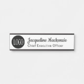 白と黒のロゴ長いタイトルオフィスドアシンボルや象徴 サインプレート (正面)