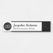 白と黒のロゴ長いタイトルオフィスドアシンボルや象徴 サインプレート (正面)