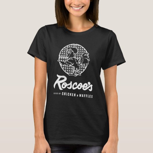 白と黒のロスコーの家デザインアートのニワトリ Tシャツ (正面)
