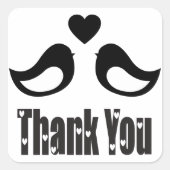 白と黒のロブバードの愛ありがとう スクエアシール (正面)