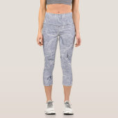 白と黒のワイプスで灰色 カプリレギンス (正面)