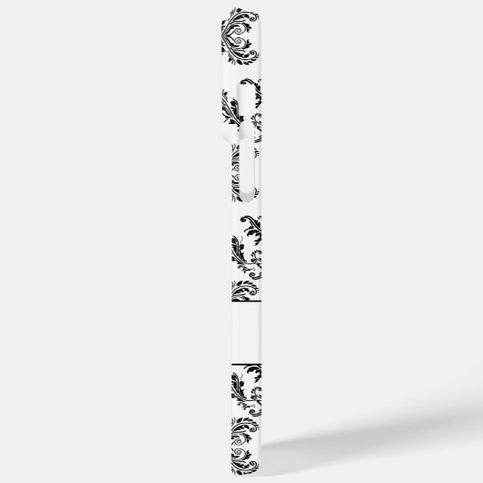 白と黒のヴィンテージダマスクパターンモノグラム Case-Mate iPhoneケース (裏面 / 左)