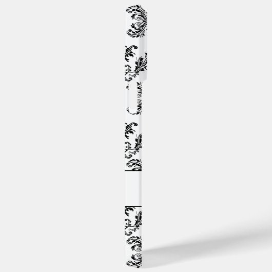 白と黒のヴィンテージダマスクパターンモノグラム Case-Mate iPhoneケース (裏面 / 右)