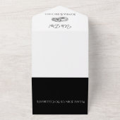 白と黒の不倫結婚のリングや輪 – 写真 オールインワン招待状 (外側)