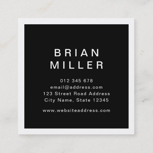 白と黒の企業のプロフェッショナル スクエア名刺 (裏面)