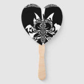 白と黒の伝統的ファッションカラーデザイン ハンドファン (裏面)