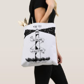 白と黒の光を放つ トートバッグ (クローズアップ)