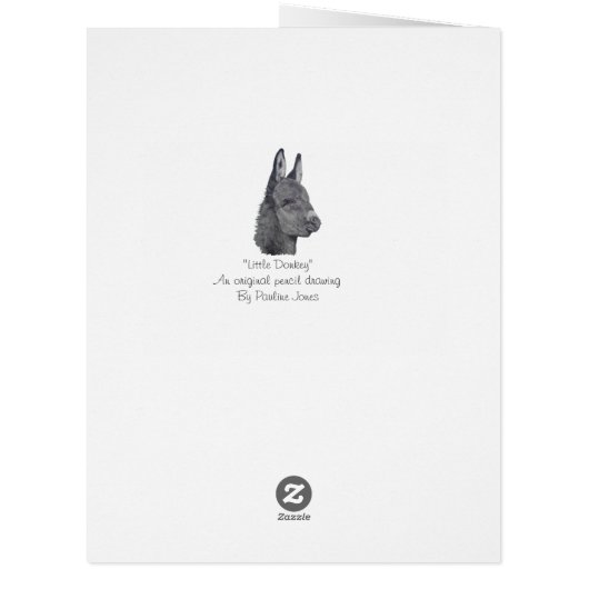 白と黒の写真のかわいいロバ (裏面)