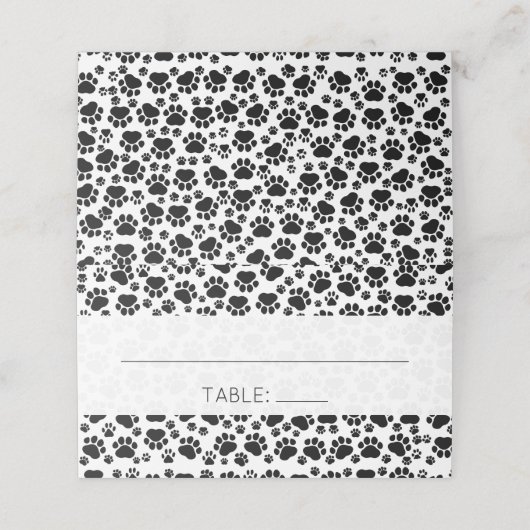 白と黒の前足のパタ結婚ーン プレイスカード (外部開封)