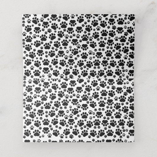 白と黒の前足のパタ結婚ーン プレイスカード (内部開封)