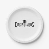 白と黒の卒業おめでとう クラスの卒業 ペーパープレート (正面)