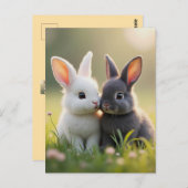 白と黒の可愛いベビーが草原に寝ている。 ポストカード (正面/裏面)