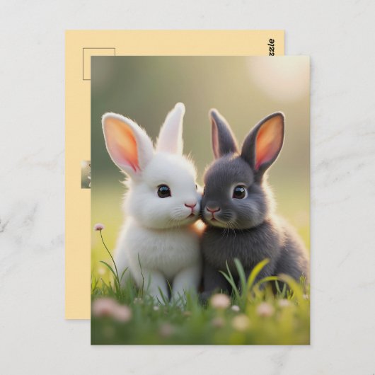 白と黒の可愛いベビーが草原に寝ている。 ポストカード (正面/裏面)