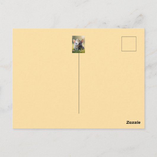 白と黒の可愛いベビーが草原に寝ている。 ポストカード (裏面)