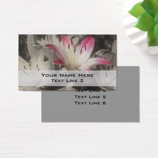 白と黒の名刺に百合花 (デスク)