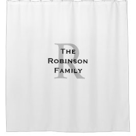 白と黒の名前のモノグラム シャワーカーテン