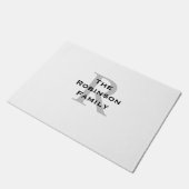 白と黒の名前のモノグラム ドアマット (アングル)