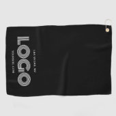 白と黒の四角モダン形ロゴプロモーション ゴルフタオル (横)