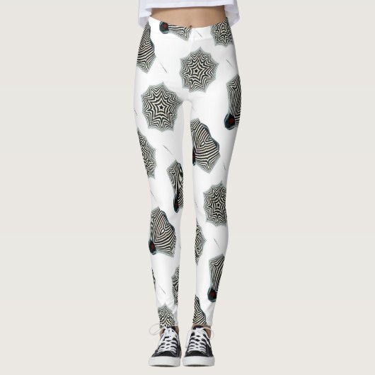 白と黒の塗ストライプのりつぶし レギンス (正面)