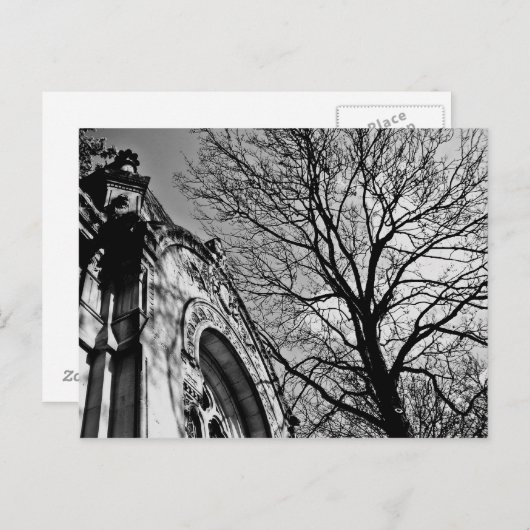 白と黒の墓地の美しい日 ポストカード (正面/裏面)