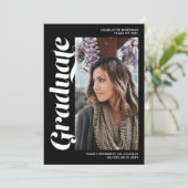 白と黒の大学院のスクリプト3写真卒業 招待状 (スタンド正面)