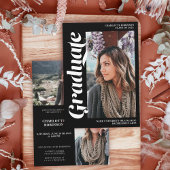 白と黒の大学院のスクリプト3写真卒業 招待状