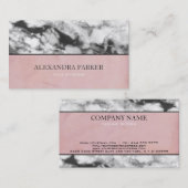 白と黒の大理石とピンクの背景 名刺 (正面/裏面)