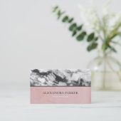 白と黒の大理石とピンクの背景 名刺 (スタンド正面)