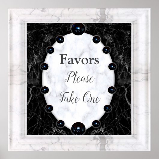 白と黒の大理石の球体を表示 ポスター (正面)