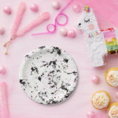 白と黒の大理石スプ絵を描ラッシュ抽象芸術 ペーパープレート (パーティー)