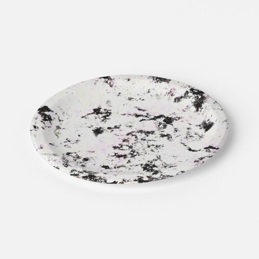 白と黒の大理石スプ絵を描ラッシュ抽象芸術 ペーパープレート (アングル)