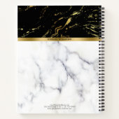 白と黒の大理石フェイクの組み合わせ ノートブック (裏面)