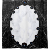 白と黒の大理石球体グラフィックス シャワーカーテン (正面)