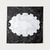 白と黒の大理石球体グラフィックス タペストリー (正面(横))