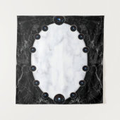 白と黒の大理石球体グラフィックス タペストリー (正面)