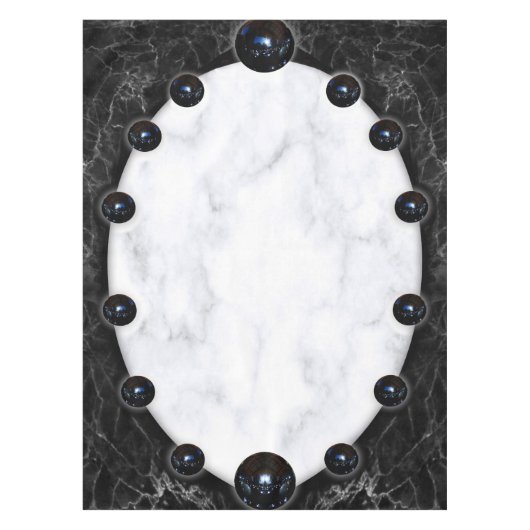 白と黒の大理石球体グラフィックス テーブルクロス (正面)