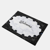 白と黒の大理石球体グラフィックス ドアマット (アングル)