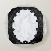 白と黒の大理石球体グラフィックス ラウンドクッション (裏面)