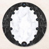 白と黒の大理石球体グラフィックス ラウンドペーパーコースター (正面)