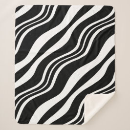 白と黒の対角線の波線パターン シェルパブランケット