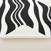 白と黒の対角線の波線パターン シェルパブランケット (3/4)