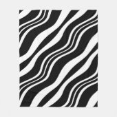 白と黒の対角線の波線パターン フリースブランケット (正面)