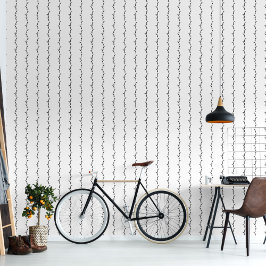 白と黒の小麦の草ストライプの 壁紙