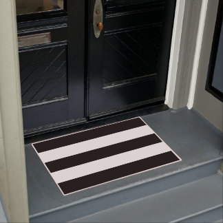 白と黒の屋ストライプの外マット ドアマット