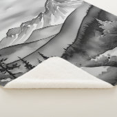 白と黒の山絵画の風景 シェルパブランケット (3/4)