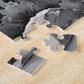 白と黒の山絵画の風景 ジグソーパズル (側面)