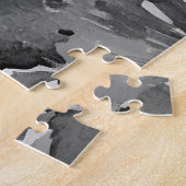 白と黒の山絵画の風景 ジグソーパズル (側面)