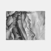 白と黒の山絵画の風景 フリースブランケット (正面(横))