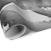 白と黒の山絵画の風景 ラッピングペーパー (ロールコーナー)